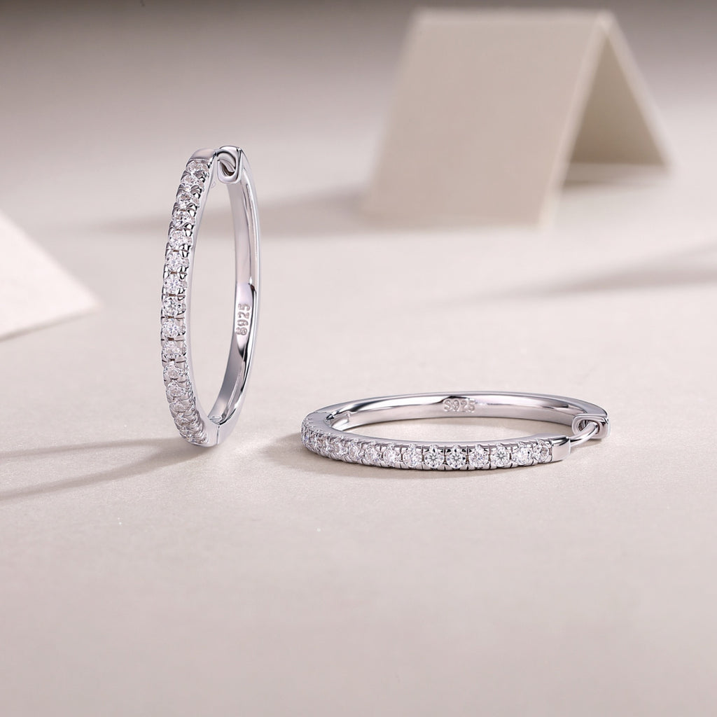 Lustre Moissanite Hoop Earrings in Sterling Silver