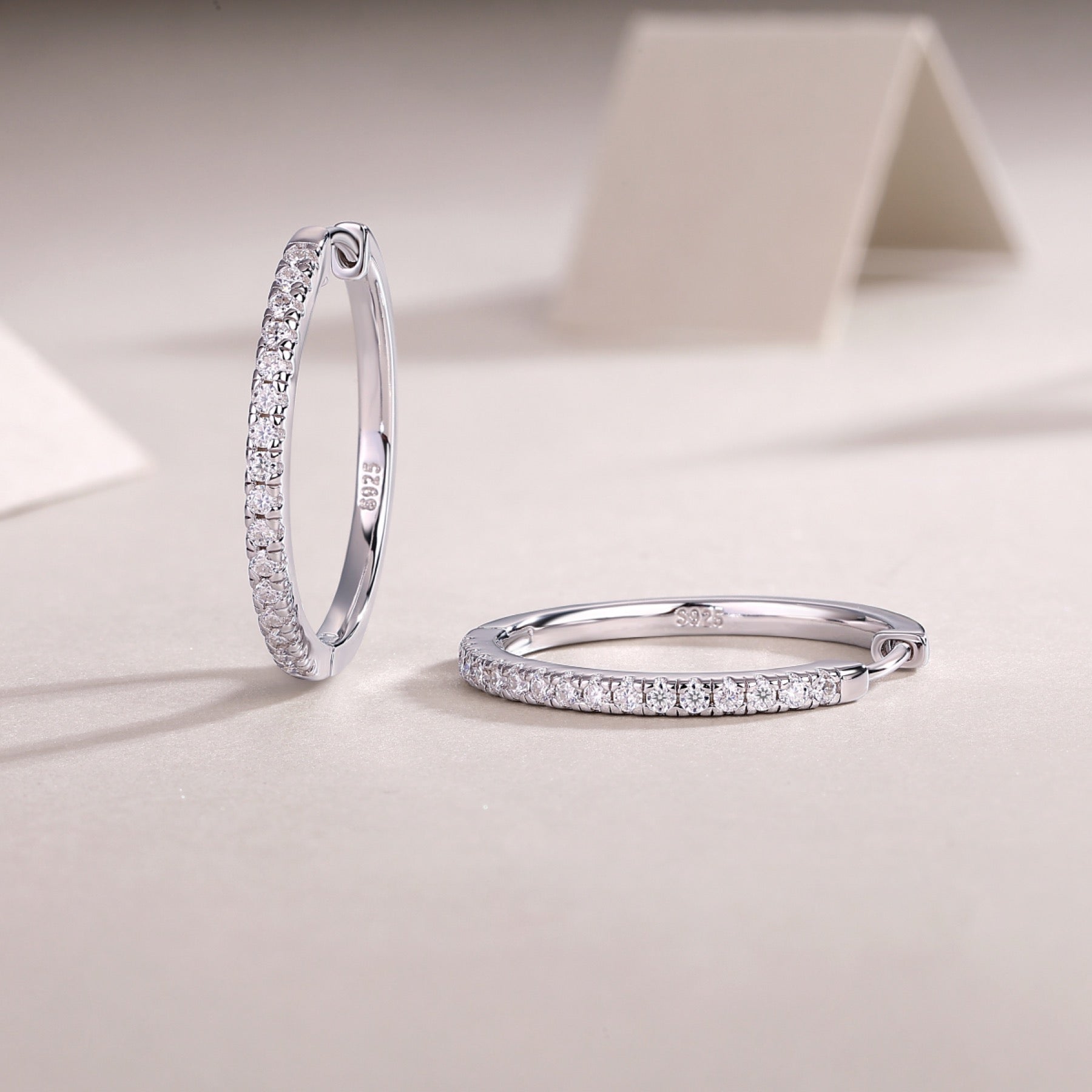 Lustre Moissanite Hoop Earrings in Sterling Silver