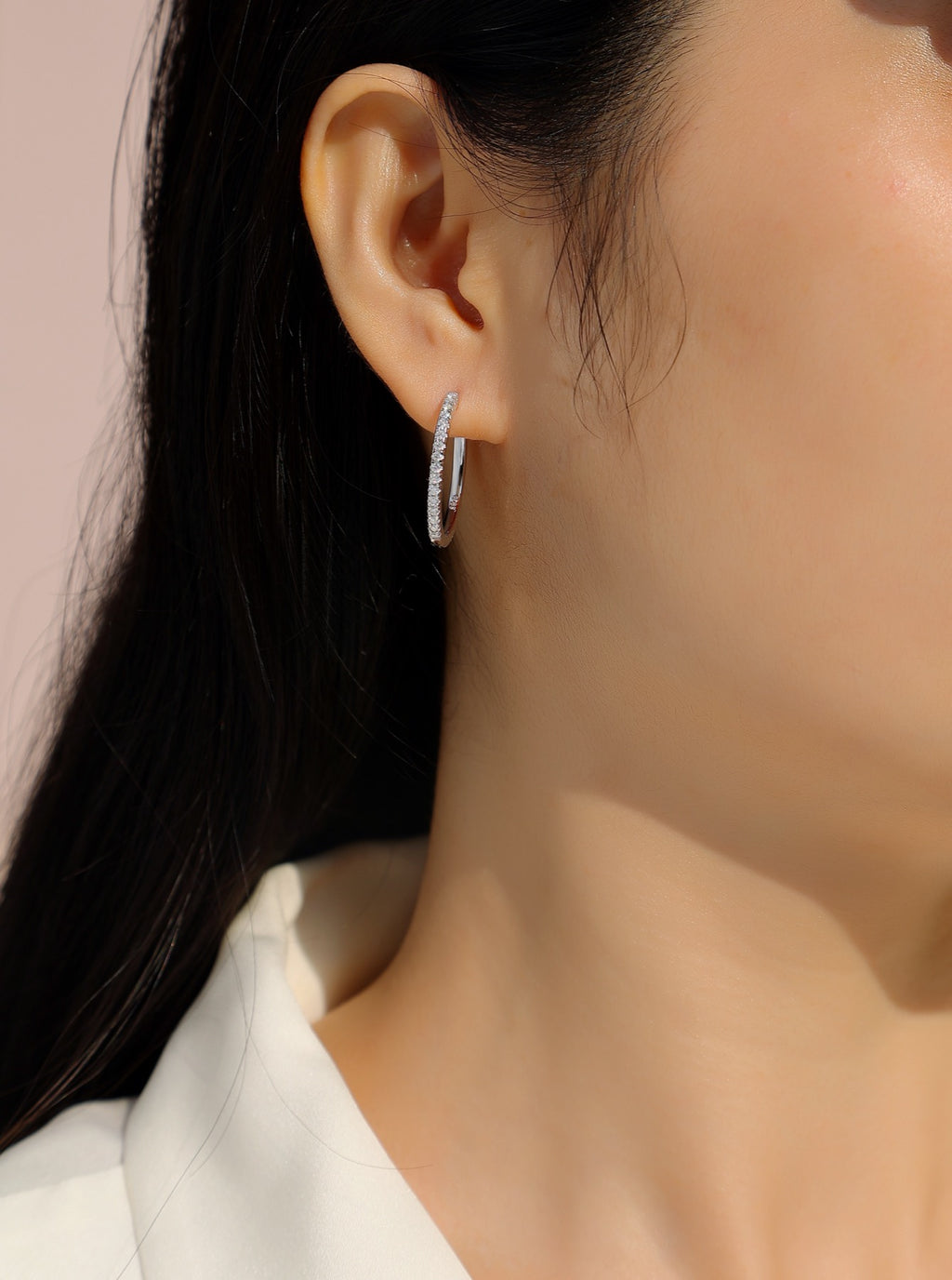 Lustre Moissanite Hoop Earrings in Sterling Silver