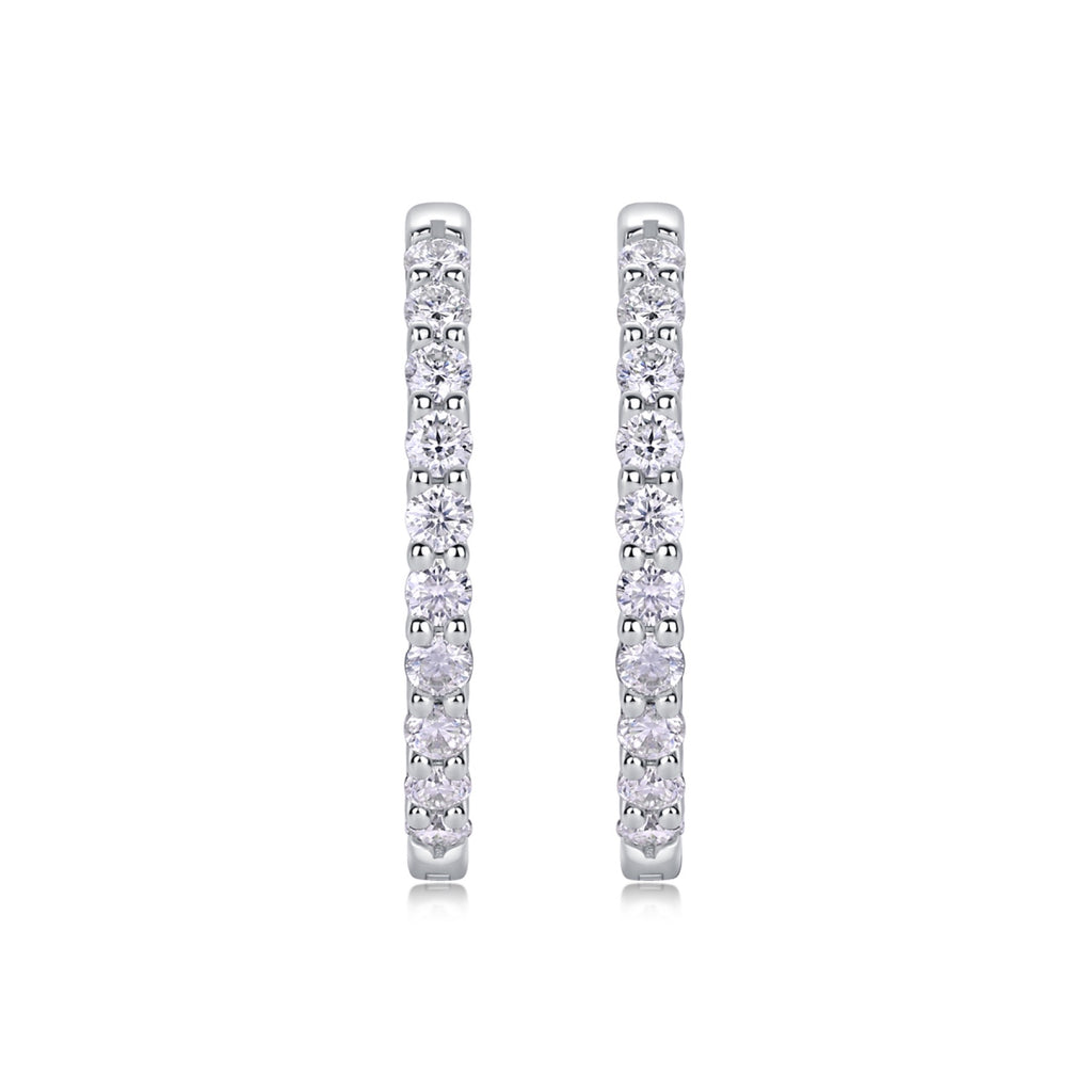Ligne Moissanite Baguette Hoop Earrings in Sterling Silver