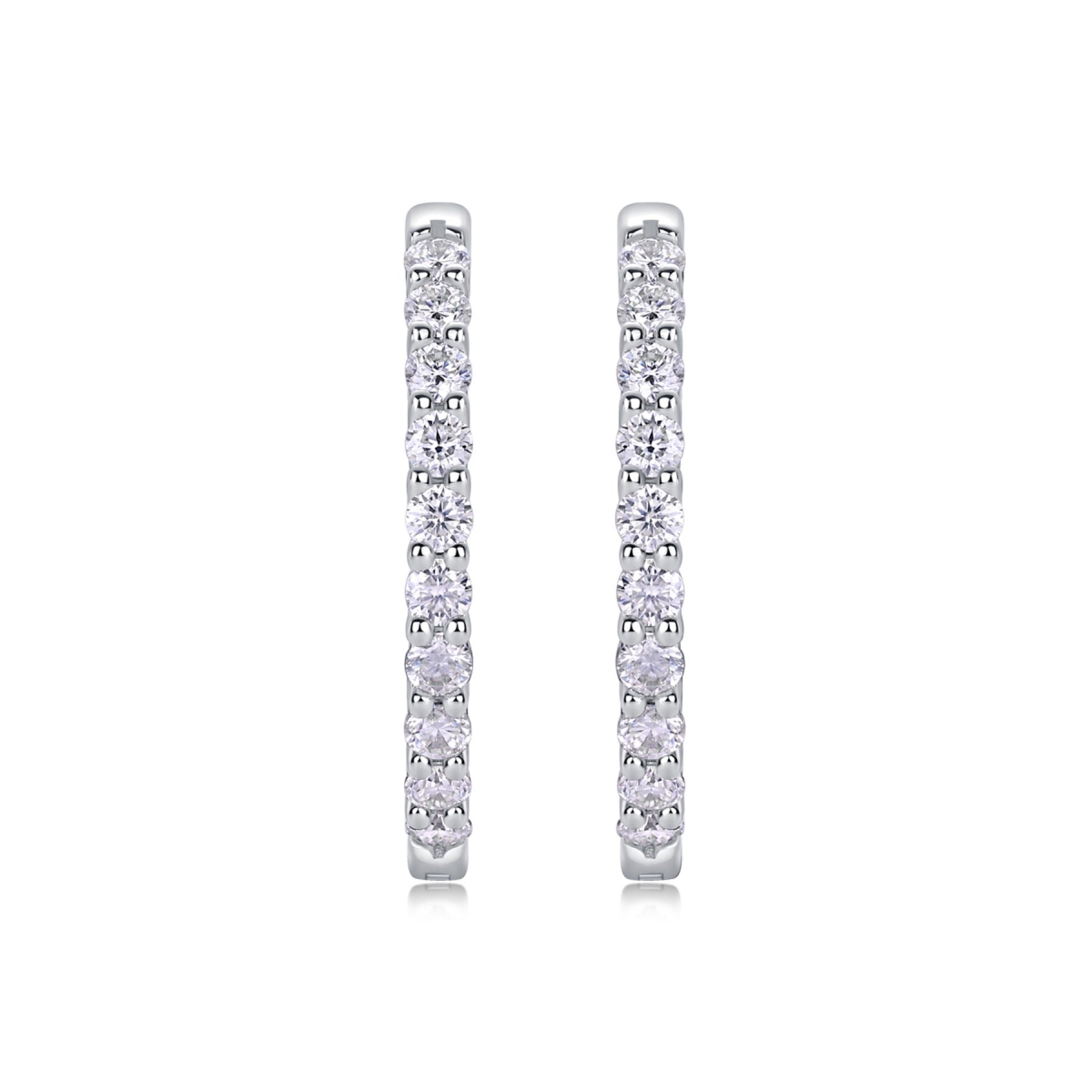 Ligne Moissanite Baguette Hoop Earrings in Sterling Silver