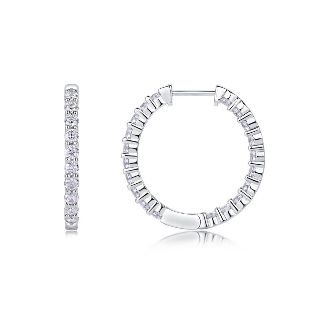 Ligne Moissanite Baguette Hoop Earrings in Sterling Silver