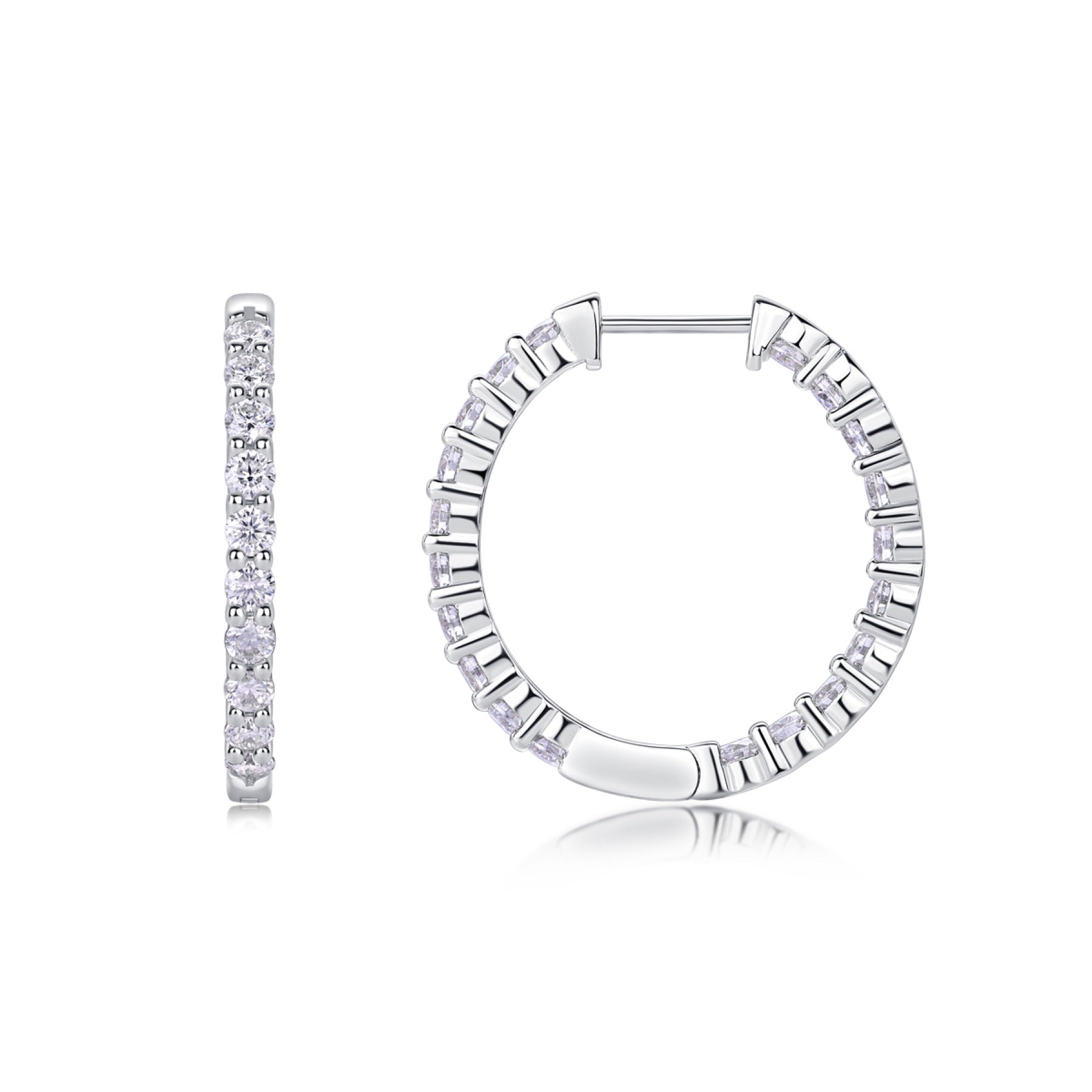 Ligne Moissanite Baguette Hoop Earrings in Sterling Silver