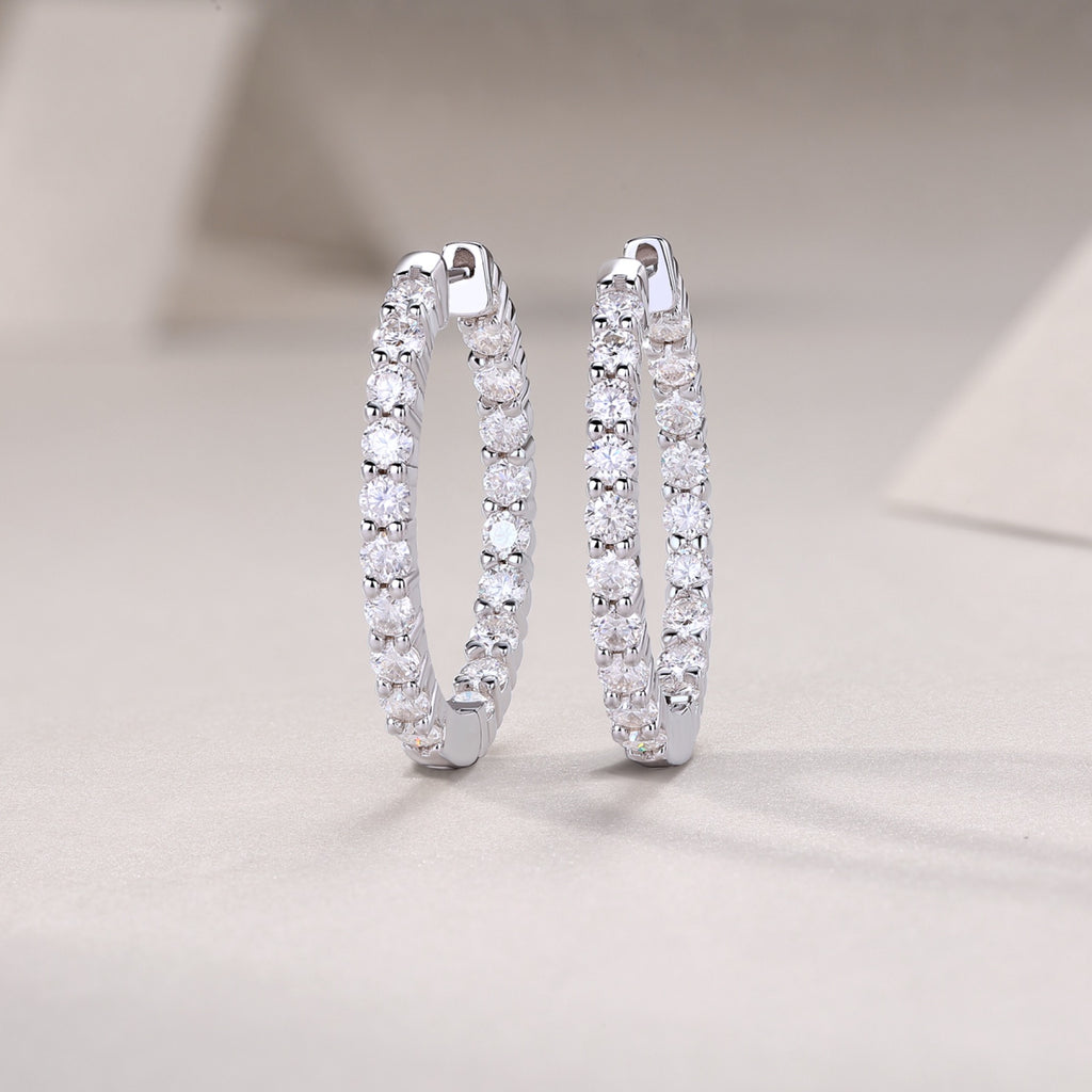Ligne Moissanite Baguette Hoop Earrings in Sterling Silver