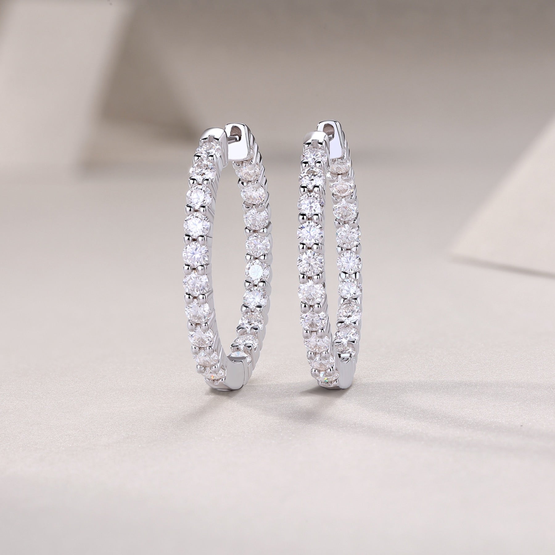 Ligne Moissanite Baguette Hoop Earrings in Sterling Silver