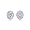 Ovation Moissanite Oval Halo Stud Earrings in Sterling Silver