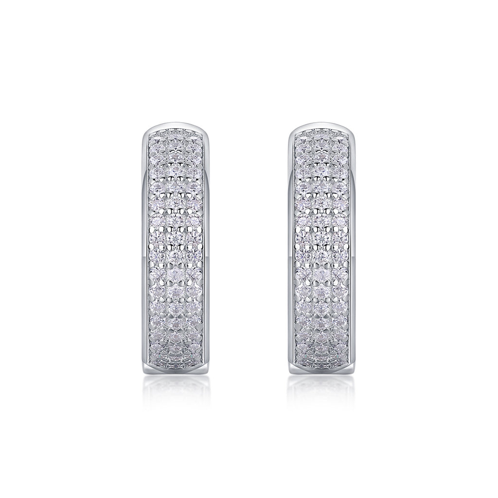 Magnum Moissanite Huggie Hoop Earrings in Sterling Silver