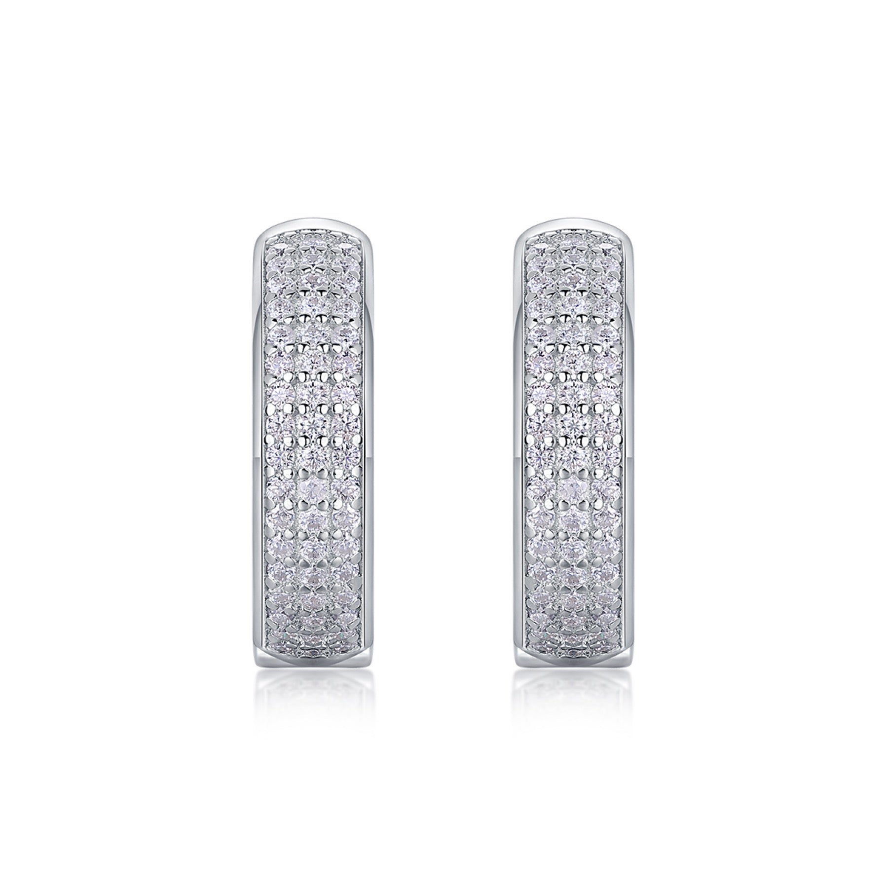 Magnum Moissanite Huggie Hoop Earrings in Sterling Silver