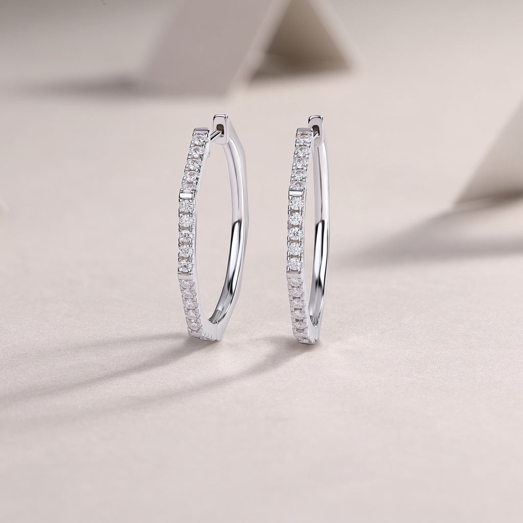 Octave Moissanite Hoop Earrings in Sterling Silver