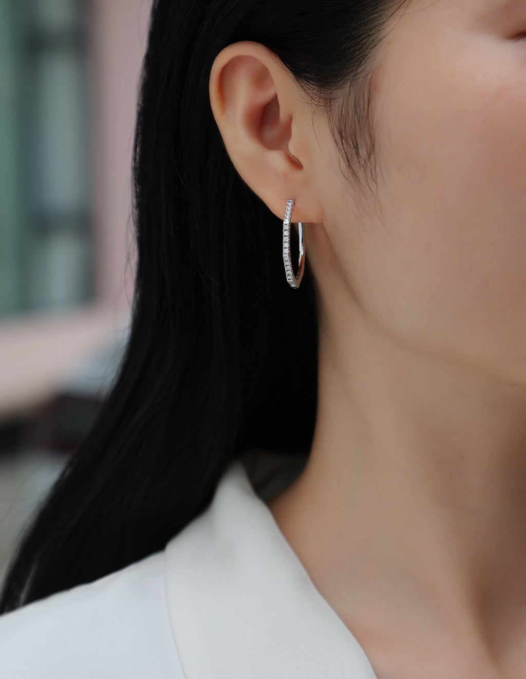 Octave Moissanite Hoop Earrings in Sterling Silver