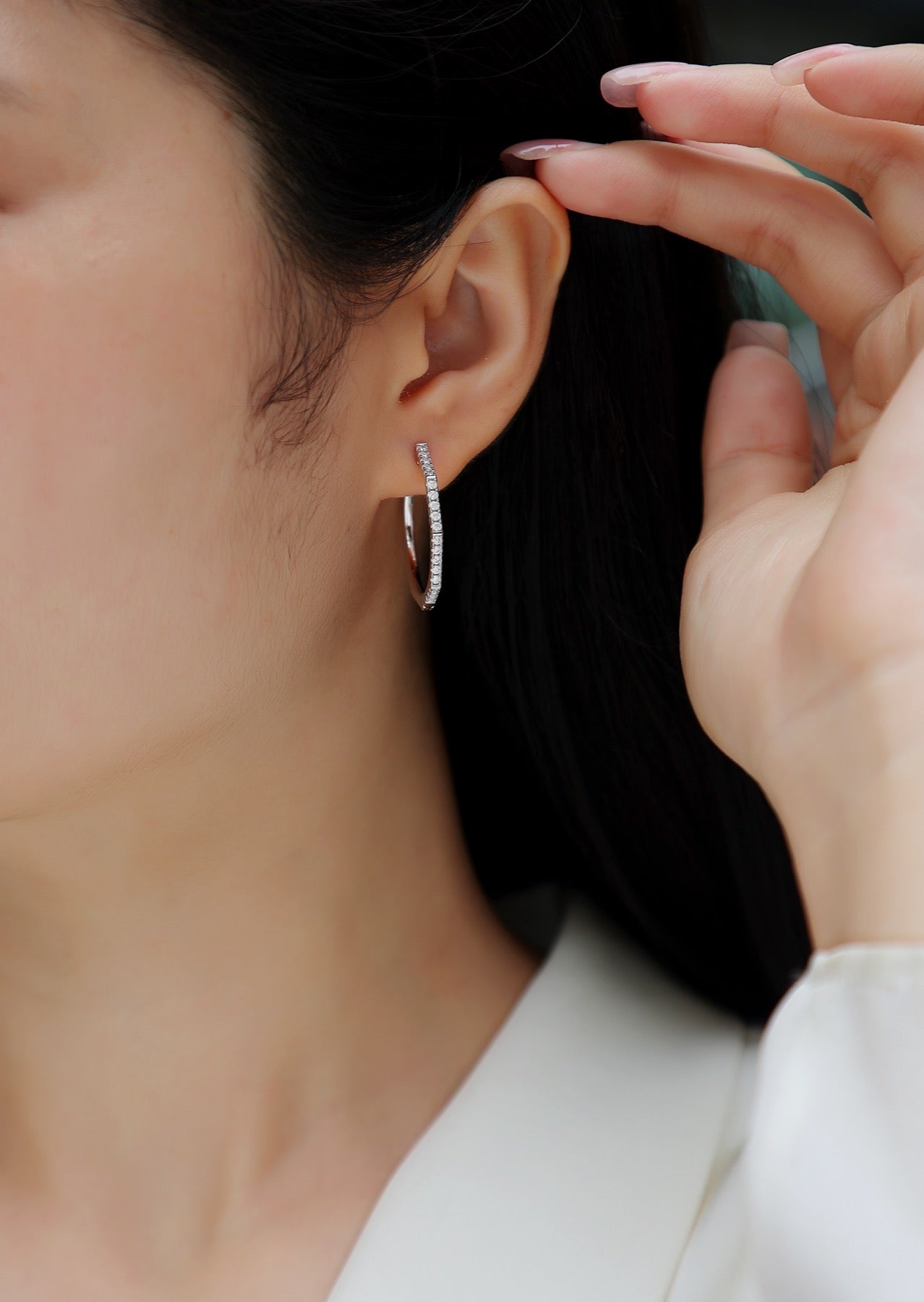Octave Moissanite Hoop Earrings in Sterling Silver