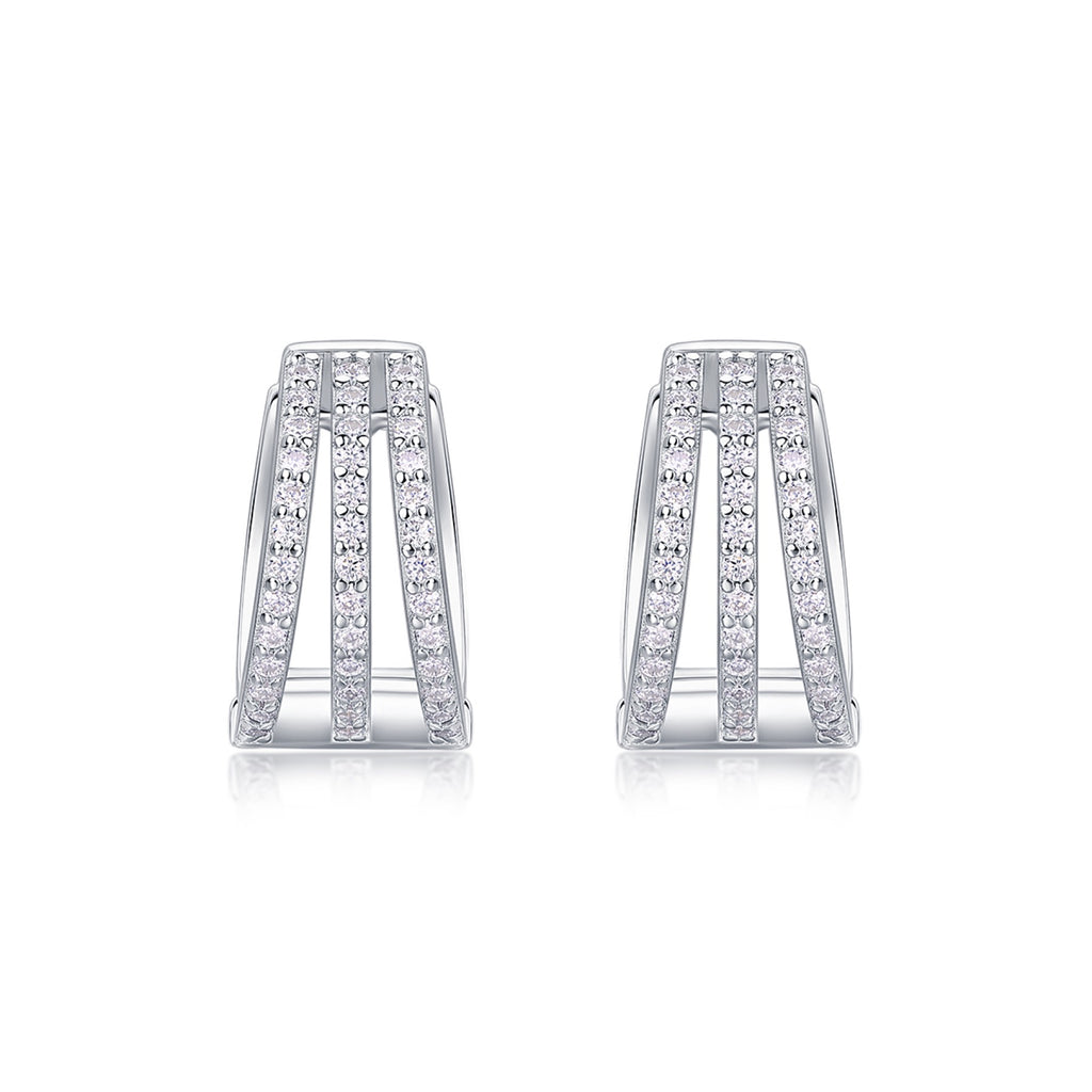 Cleave Moissanite Huggie Hoop Earrings in Sterling Silver