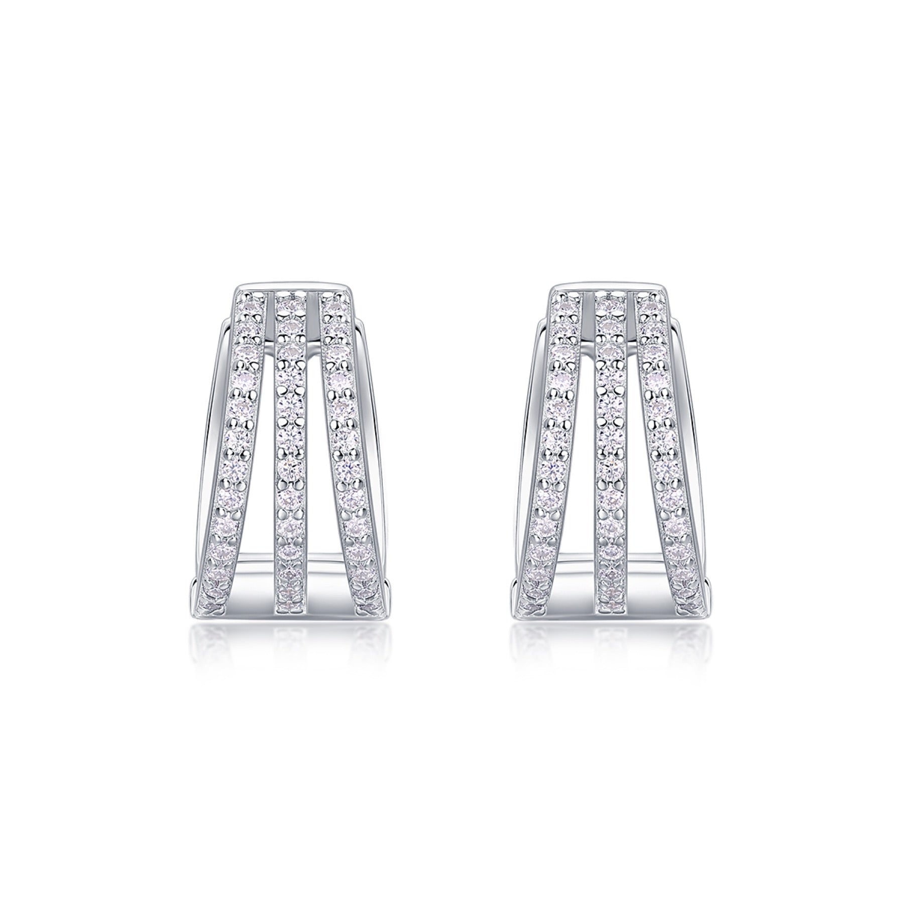Cleave Moissanite Huggie Hoop Earrings in Sterling Silver