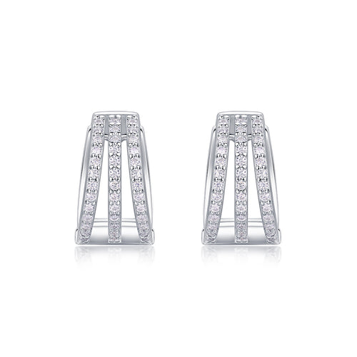 Cleave Moissanite Huggie Hoop Earrings in Sterling Silver