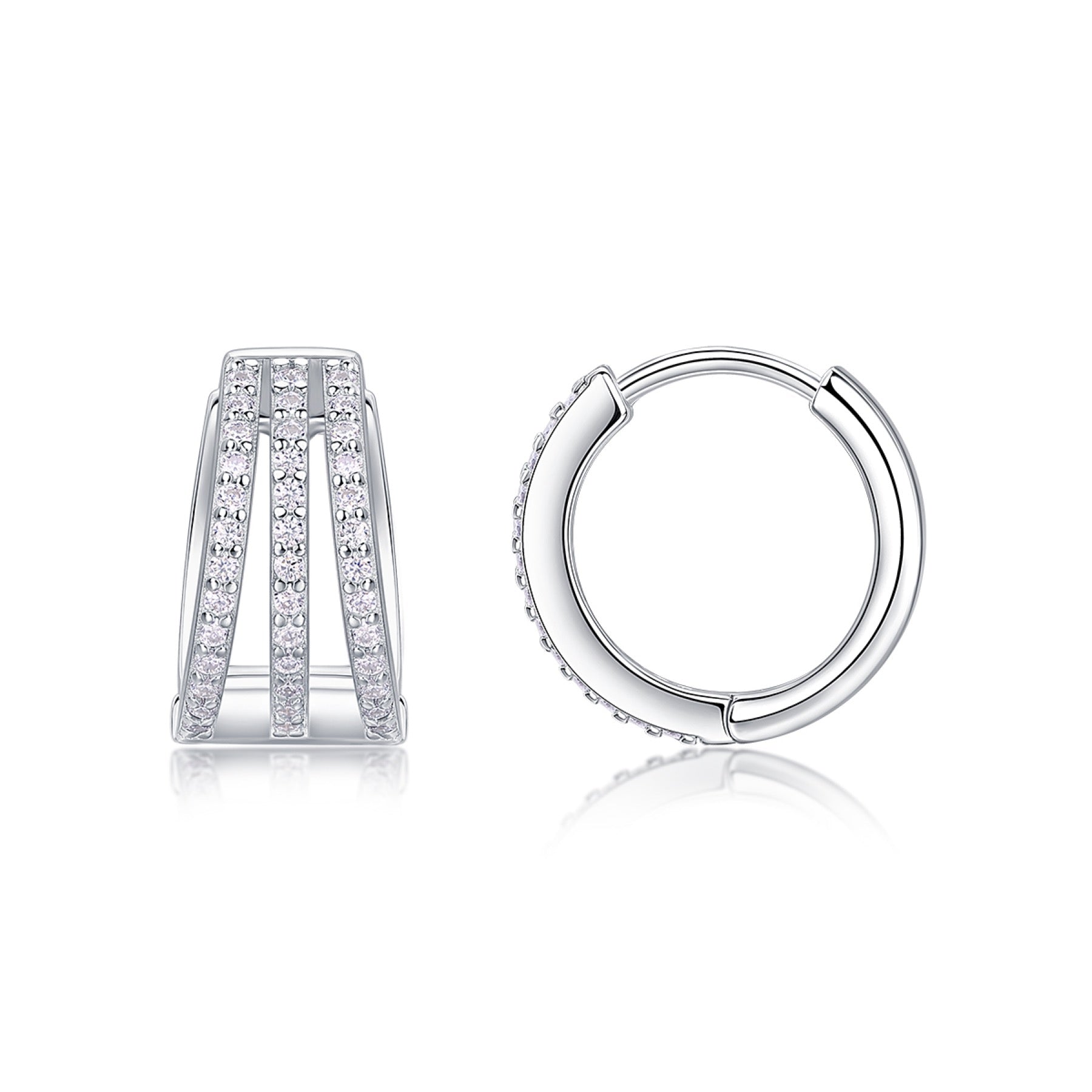 Cleave Moissanite Huggie Hoop Earrings in Sterling Silver