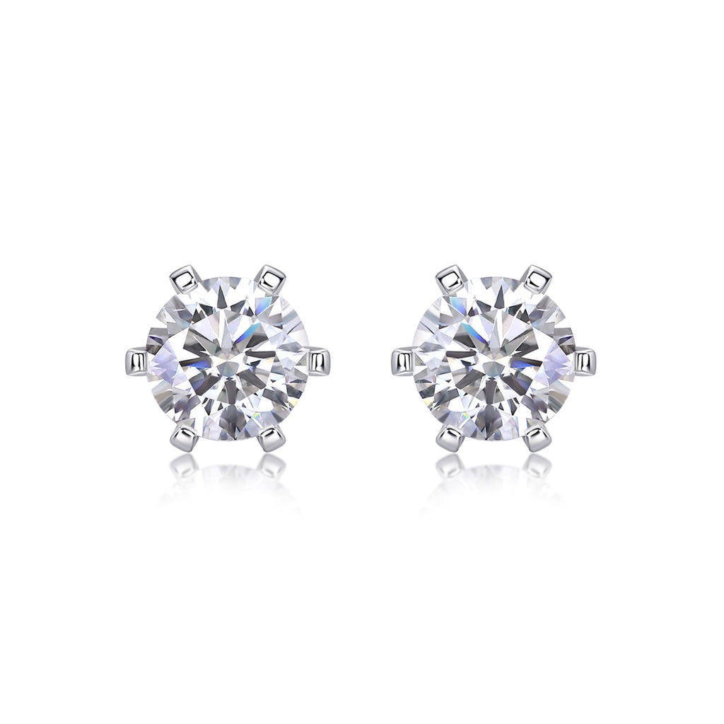 Solace 1 Carat Moissanite Stud Earrings in Sterling Silver