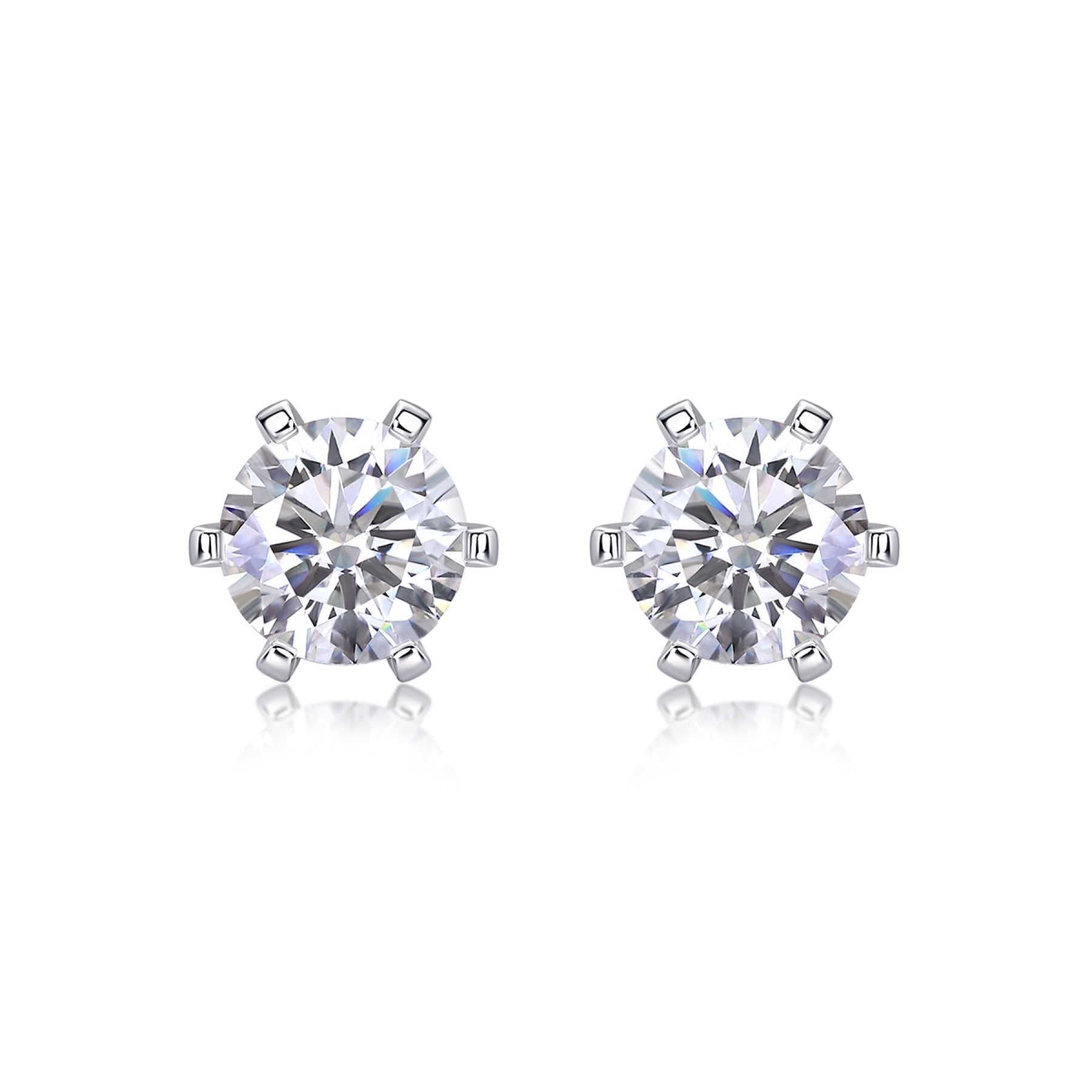 Solace 1 Carat Moissanite Stud Earrings in Sterling Silver