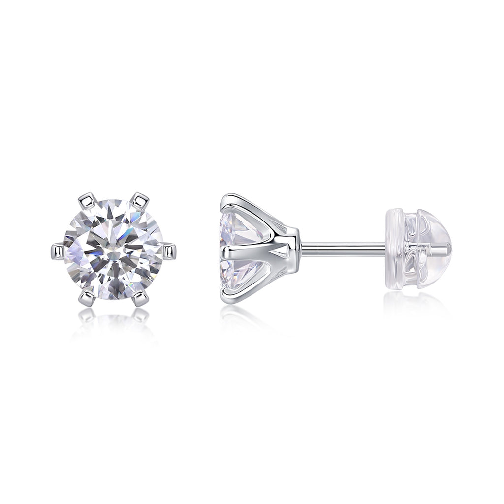 Solace 1 Carat Moissanite Stud Earrings in Sterling Silver