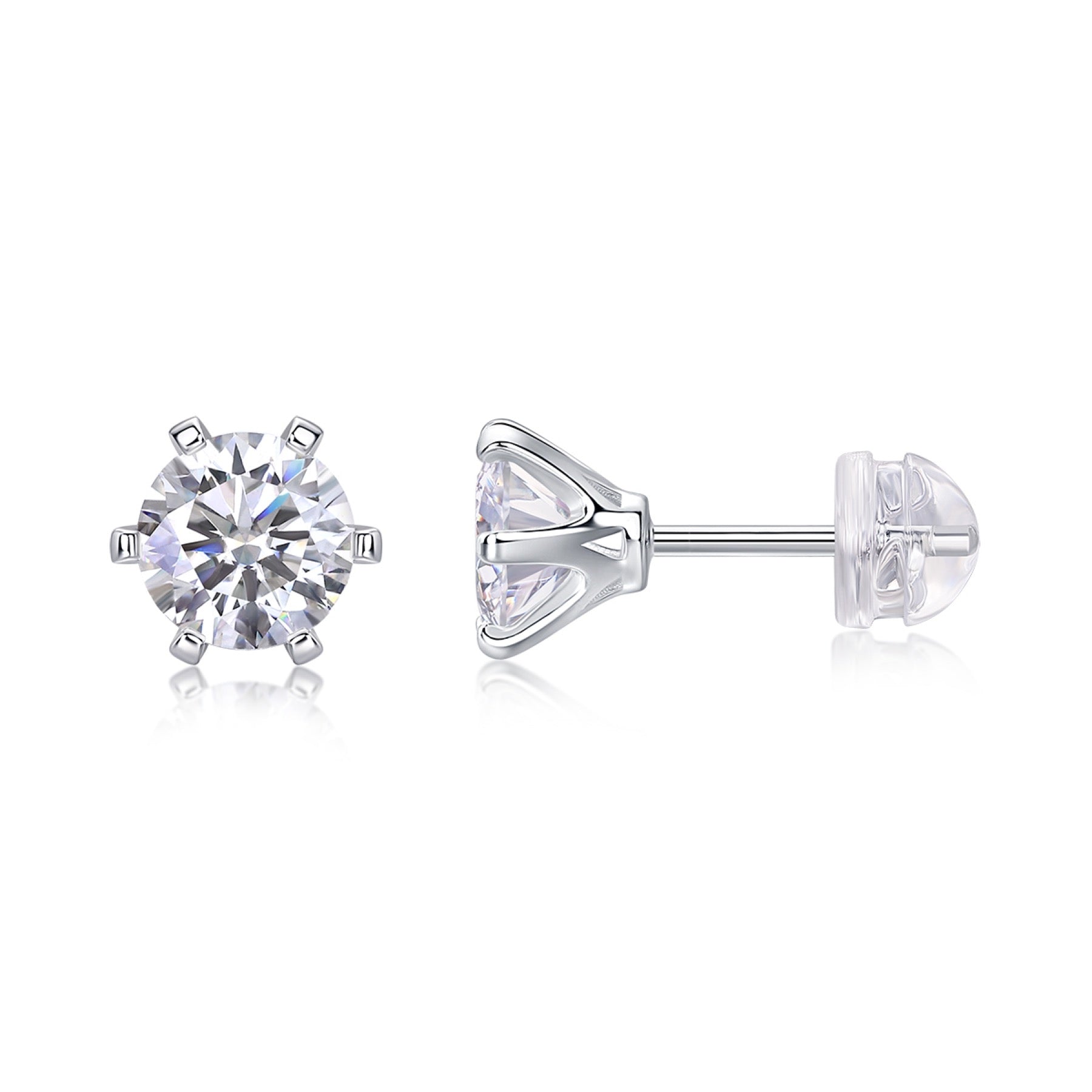 Solace 1 Carat Moissanite Stud Earrings in Sterling Silver