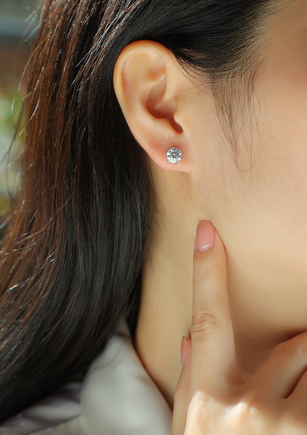 Solace 1 Carat Moissanite Stud Earrings in Sterling Silver