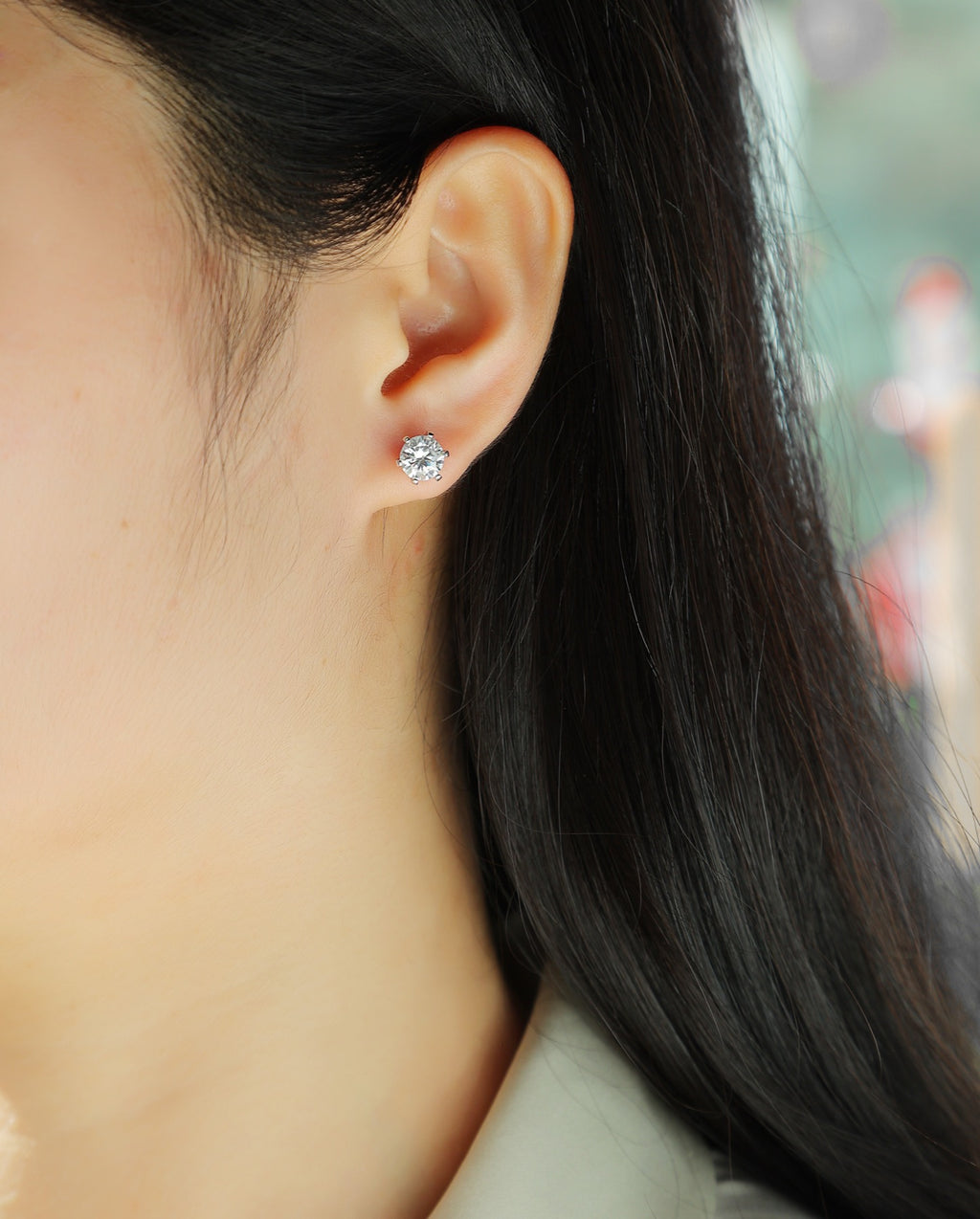 Solace 1 Carat Moissanite Stud Earrings in Sterling Silver