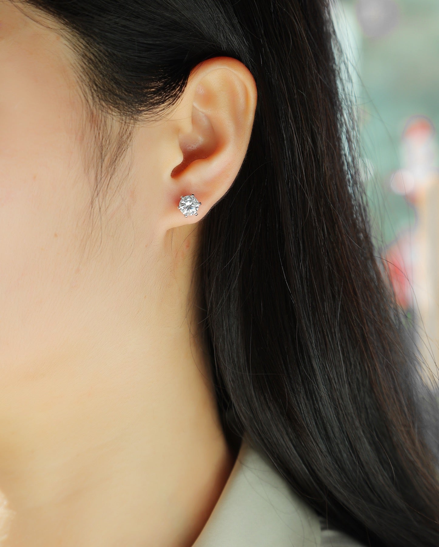 Solace 1 Carat Moissanite Stud Earrings in Sterling Silver