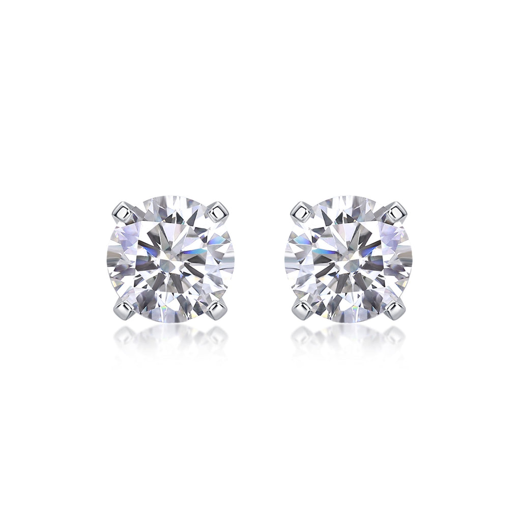 Clarity 1 Carat Moissanite Stud Earrings in Sterling Silver