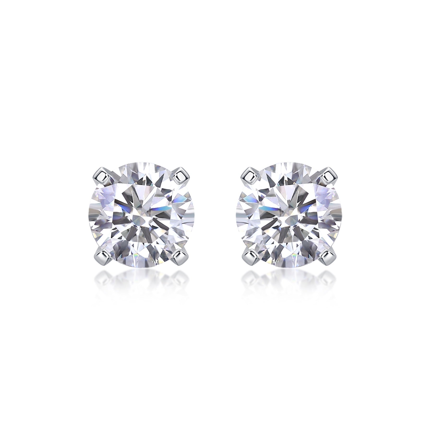 Clarity 1 Carat Moissanite Stud Earrings in Sterling Silver