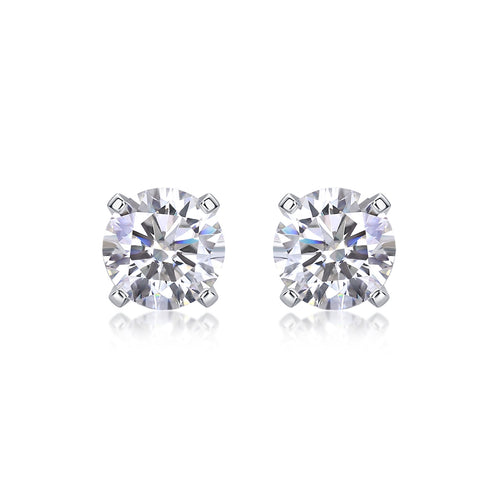 Clarity 1 Carat Moissanite Stud Earrings in Sterling Silver