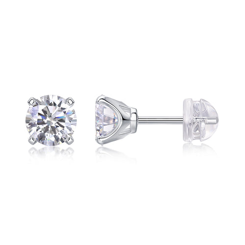 Clarity 1 Carat Moissanite Stud Earrings in Sterling Silver