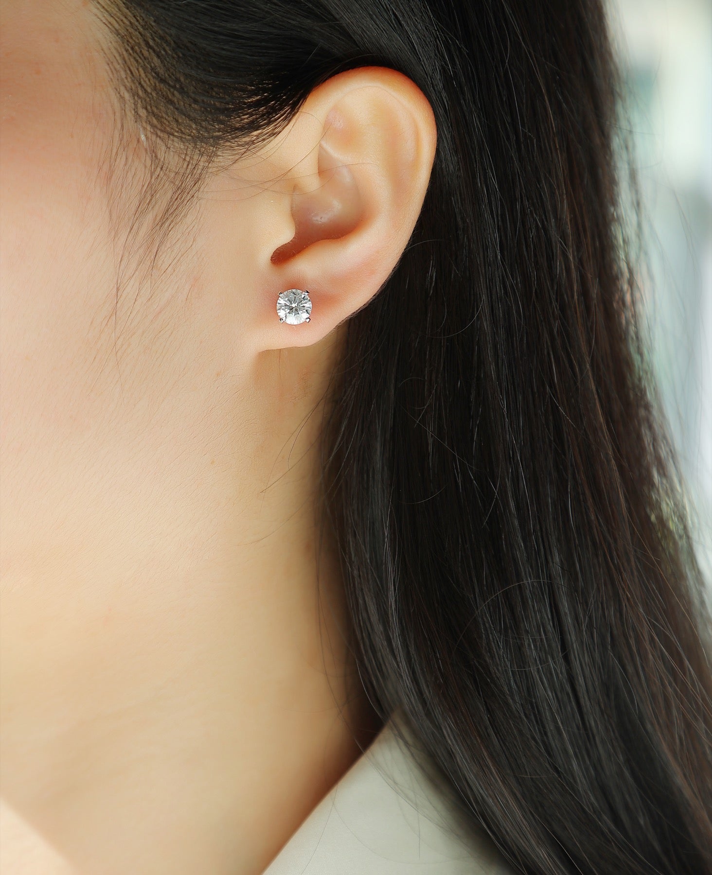 Clarity 1 Carat Moissanite Stud Earrings in Sterling Silver