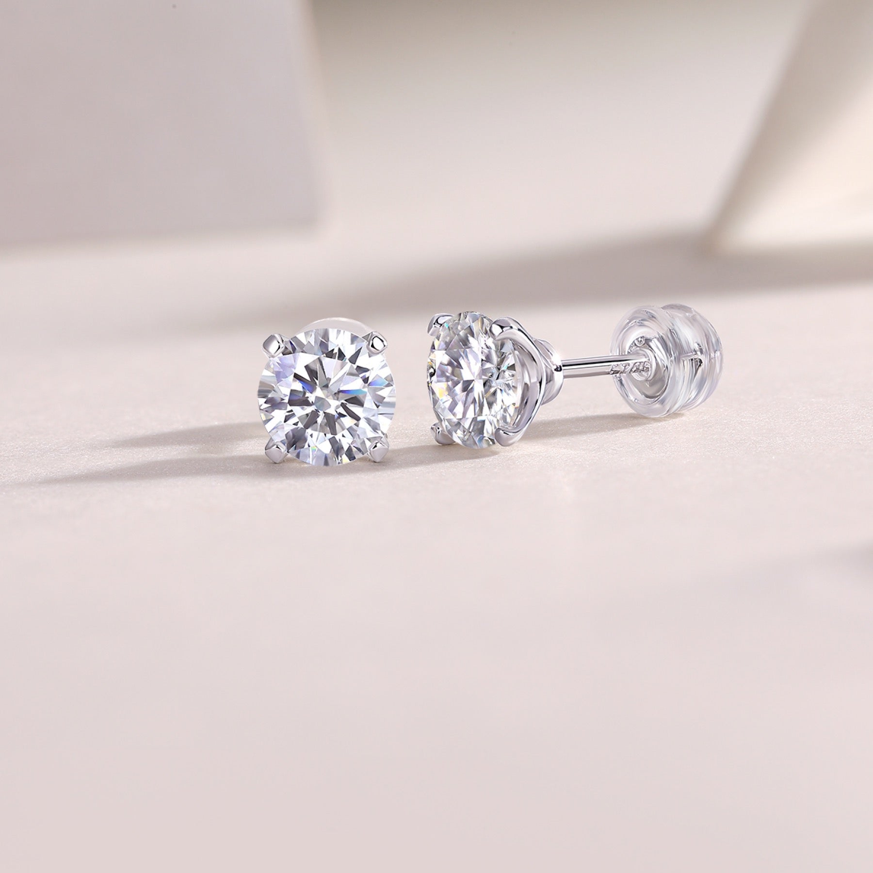 Clarity 1 Carat Moissanite Stud Earrings in Sterling Silver