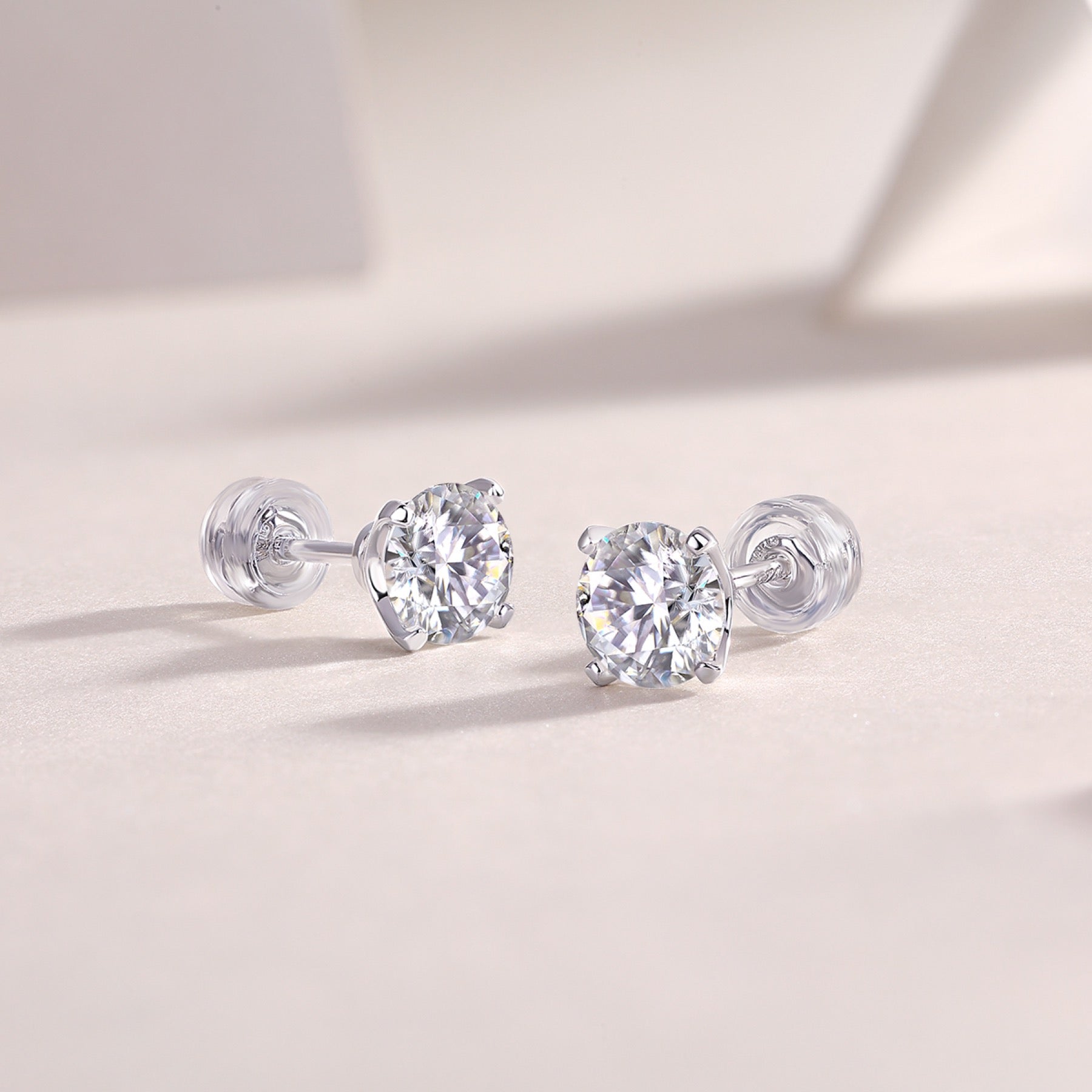 Clarity 1 Carat Moissanite Stud Earrings in Sterling Silver