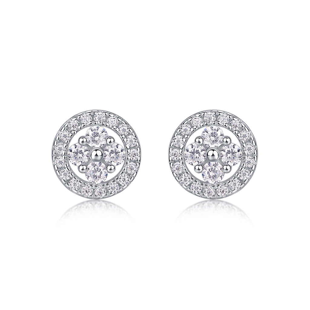 Sunna Moissanite Halo Stud Earrings in Sterling Silver