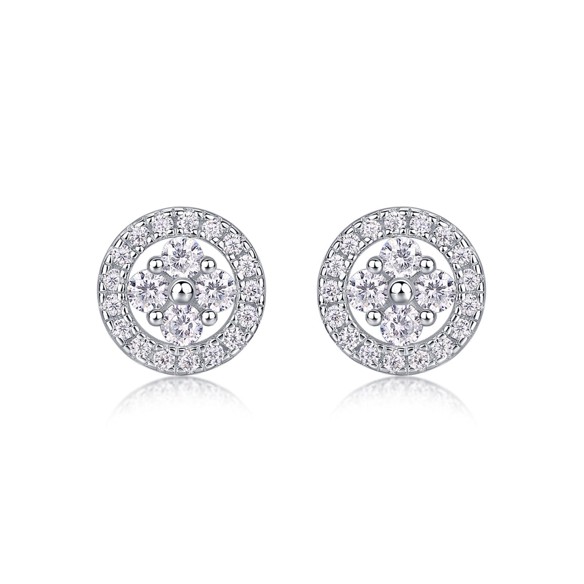 Sunna Moissanite Halo Stud Earrings in Sterling Silver