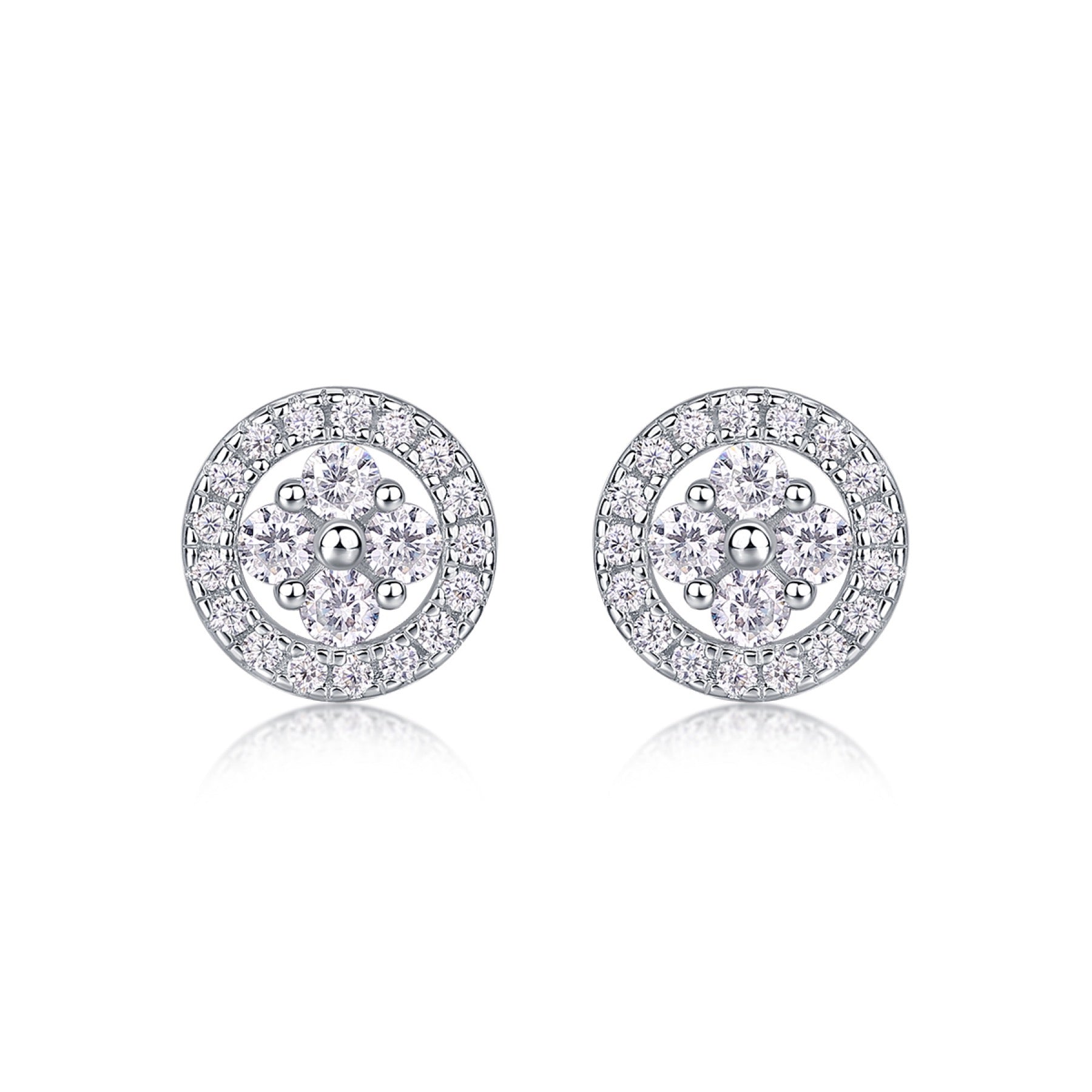 Sunna Moissanite Halo Stud Earrings in Sterling Silver