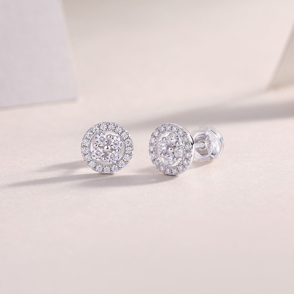 Sunna Moissanite Halo Stud Earrings in Sterling Silver