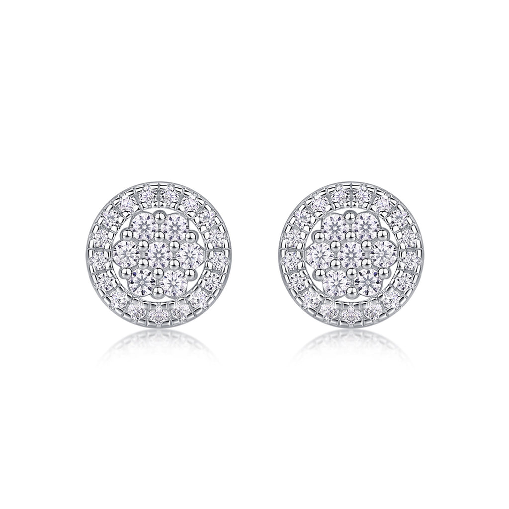 Pave Moissanite Cluster Stud Earrings in Sterling Silver