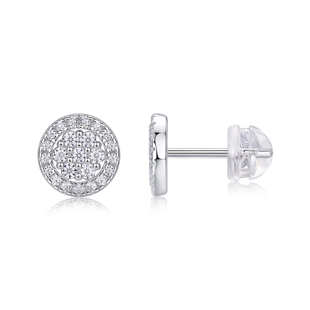 Pave Moissanite Cluster Stud Earrings in Sterling Silver