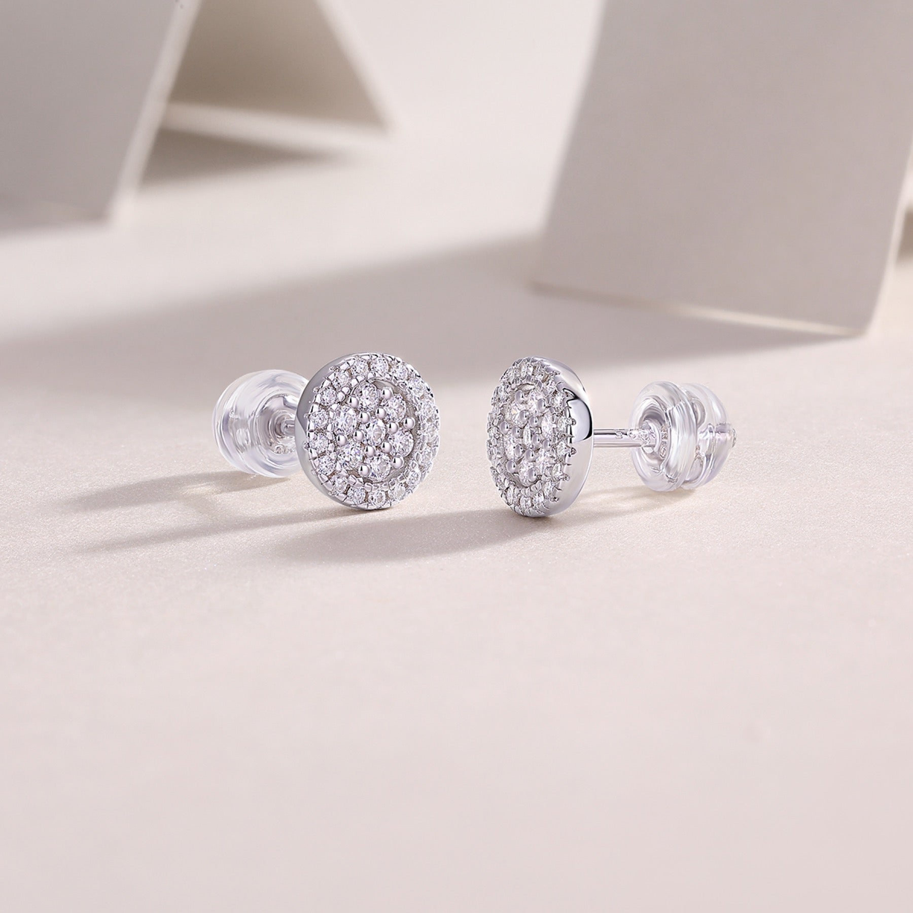 Pave Moissanite Cluster Stud Earrings in Sterling Silver