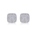 Cube Moissanite Halo Stud Earrings in Sterling Silver