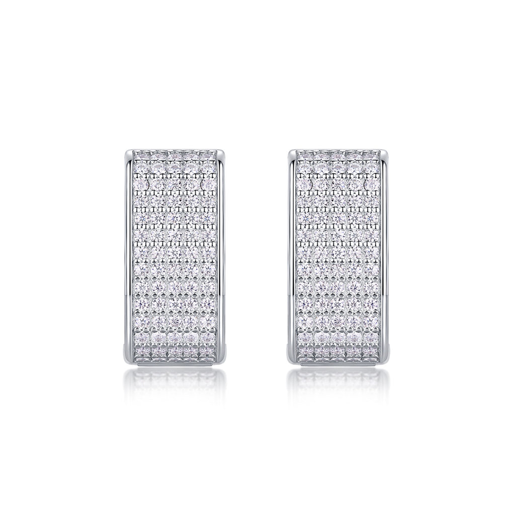 Portal Moissanite Baguette Huggie Hoop Earrings in Sterling Silver