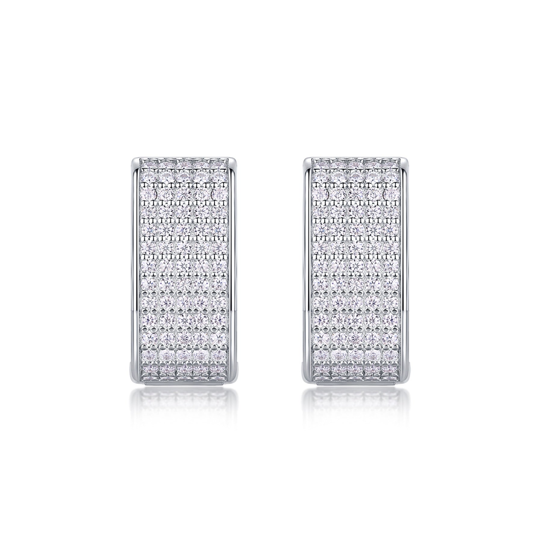 Portal Moissanite Baguette Huggie Hoop Earrings in Sterling Silver
