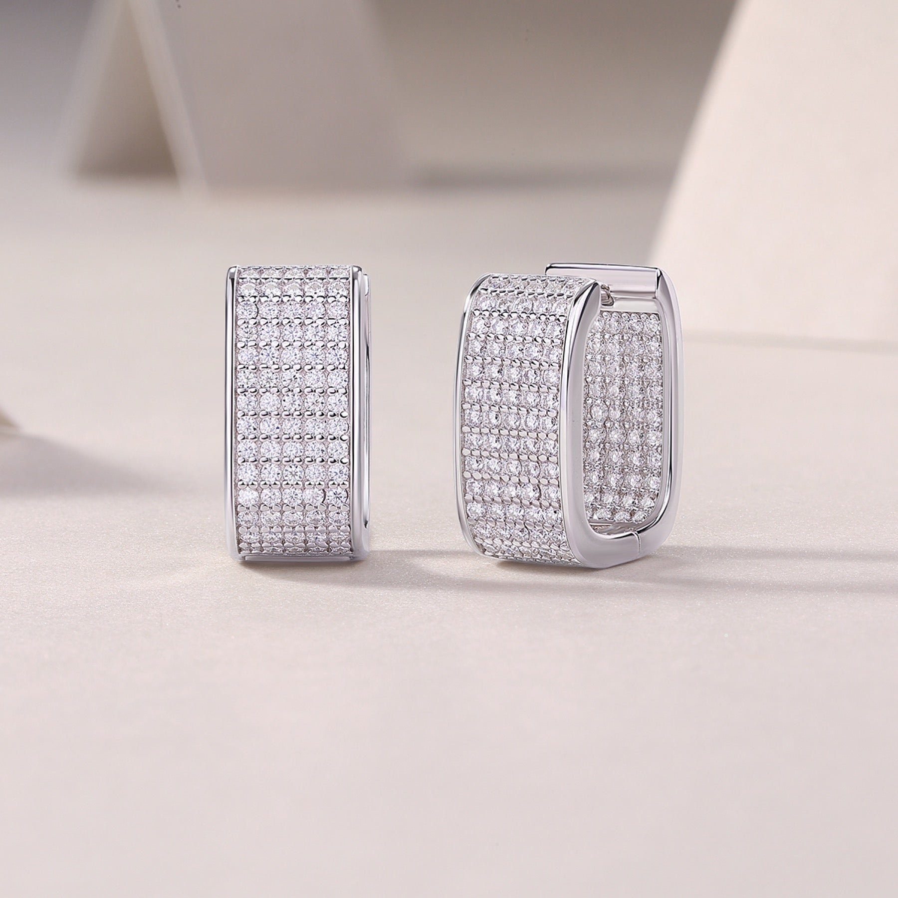 Portal Moissanite Baguette Huggie Hoop Earrings in Sterling Silver