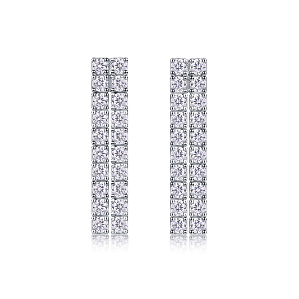 Rain Moissanite Bar Drop Earrings in Sterling Silver