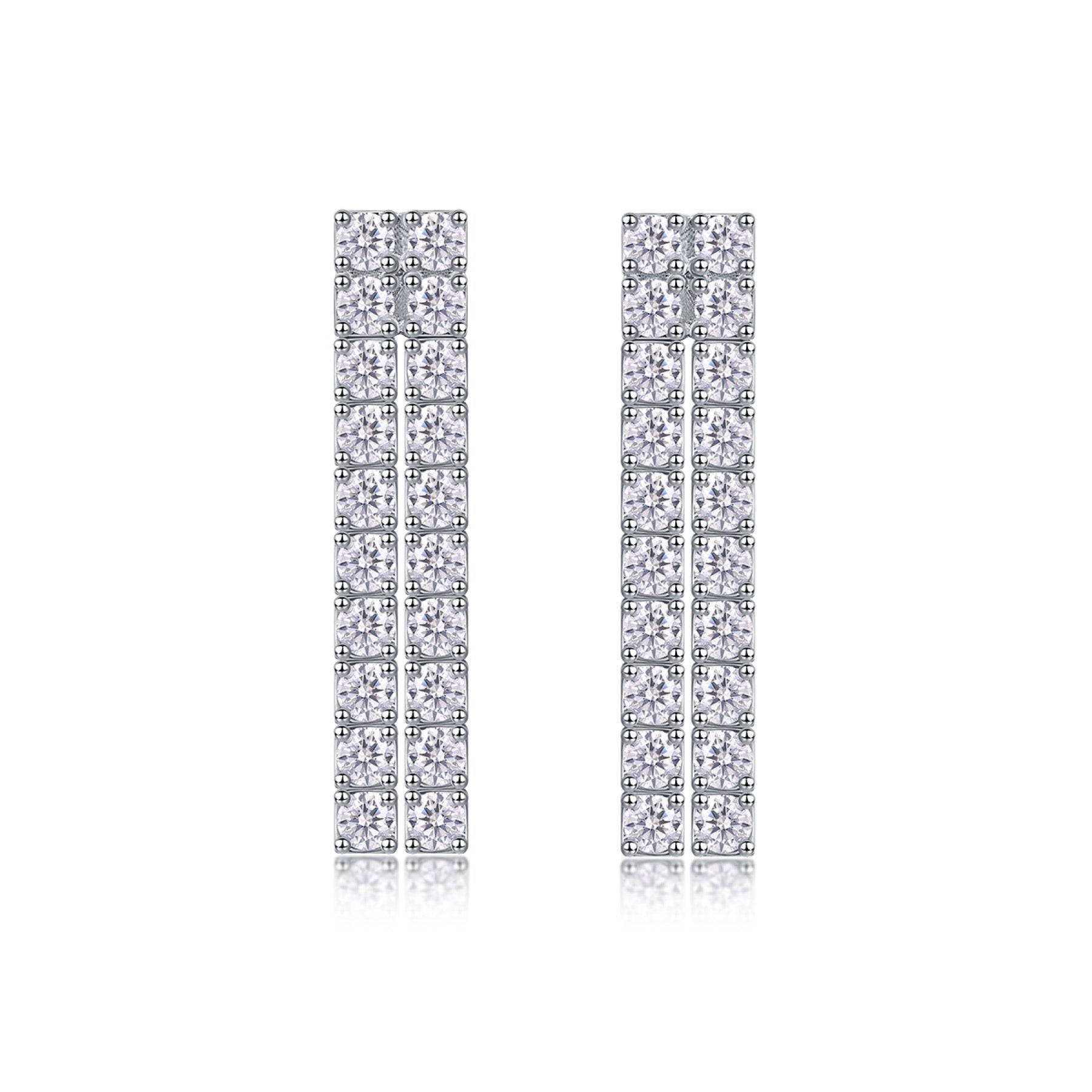 Rain Moissanite Bar Drop Earrings in Sterling Silver