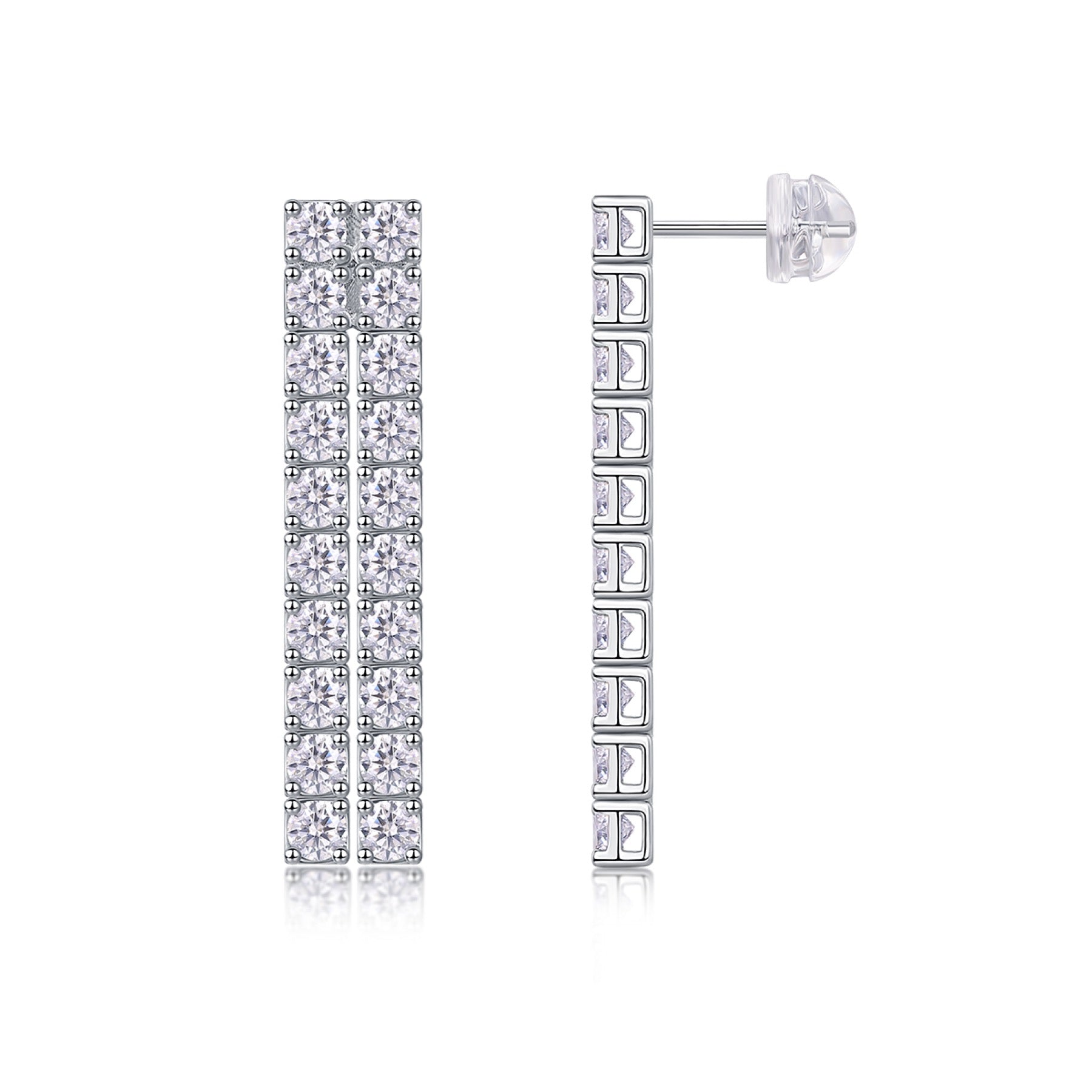Rain Moissanite Bar Drop Earrings in Sterling Silver