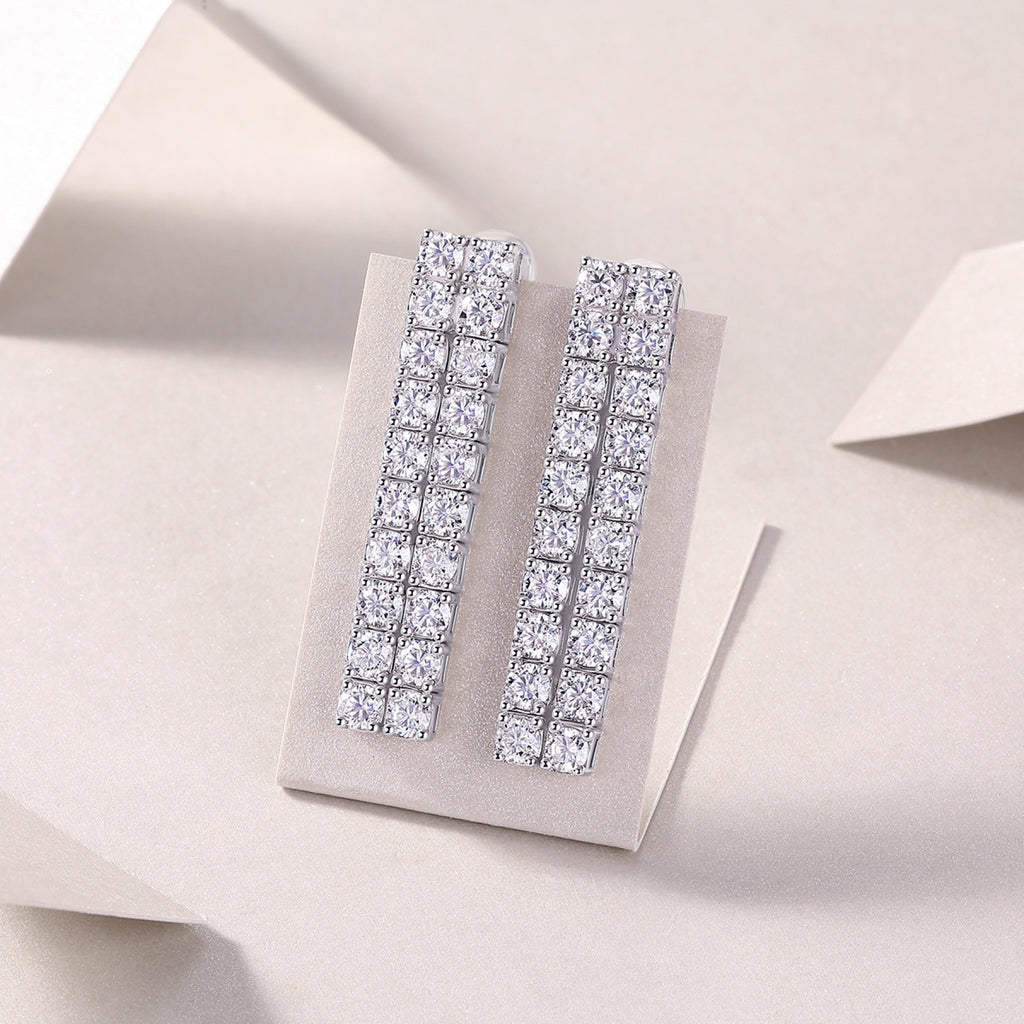Rain Moissanite Bar Drop Earrings in Sterling Silver