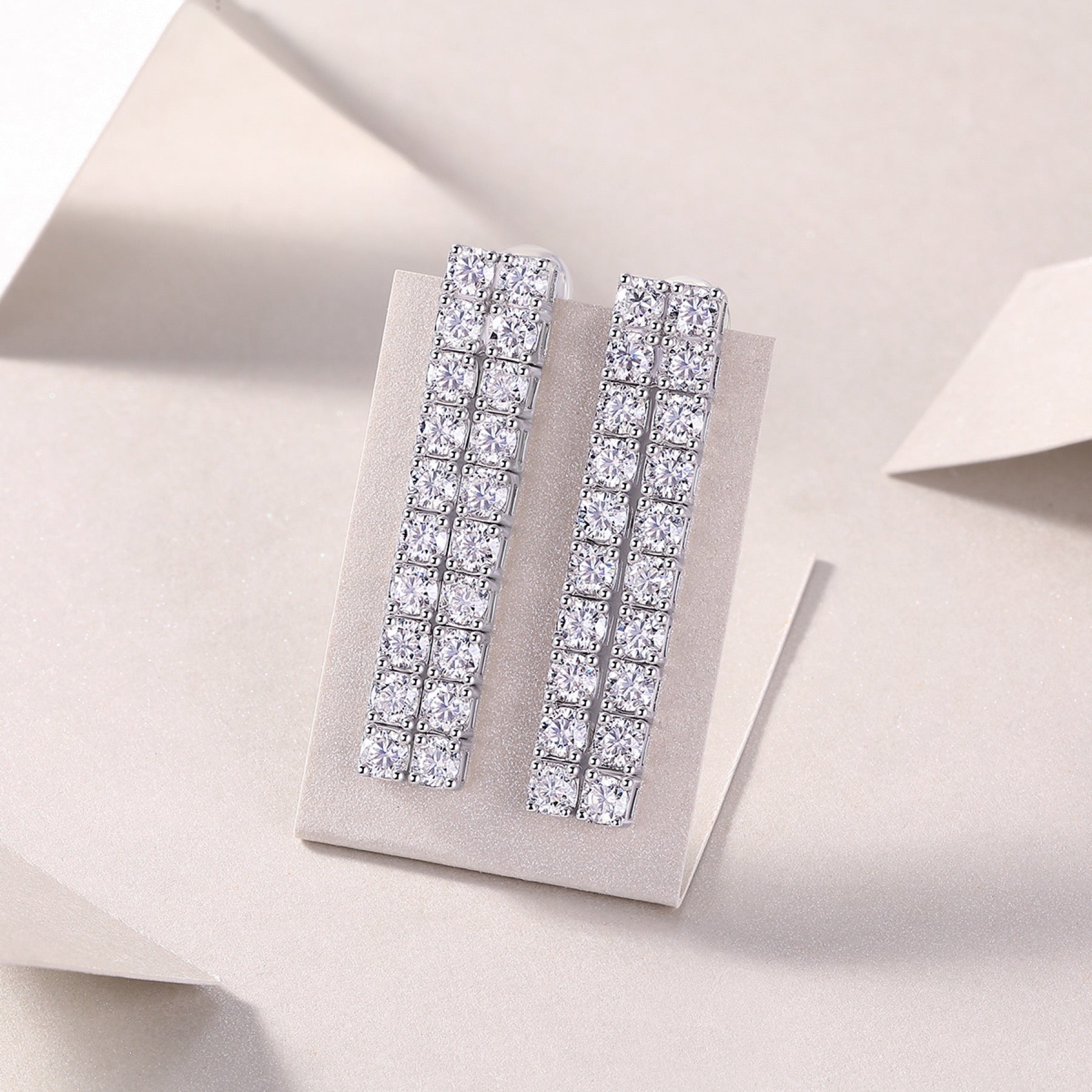 Rain Moissanite Bar Drop Earrings in Sterling Silver