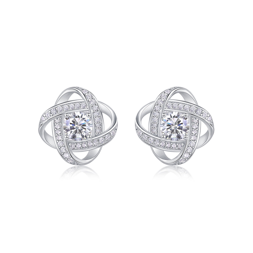 Amity Moissanite Love Knot Stud Earrings in Sterling Silver